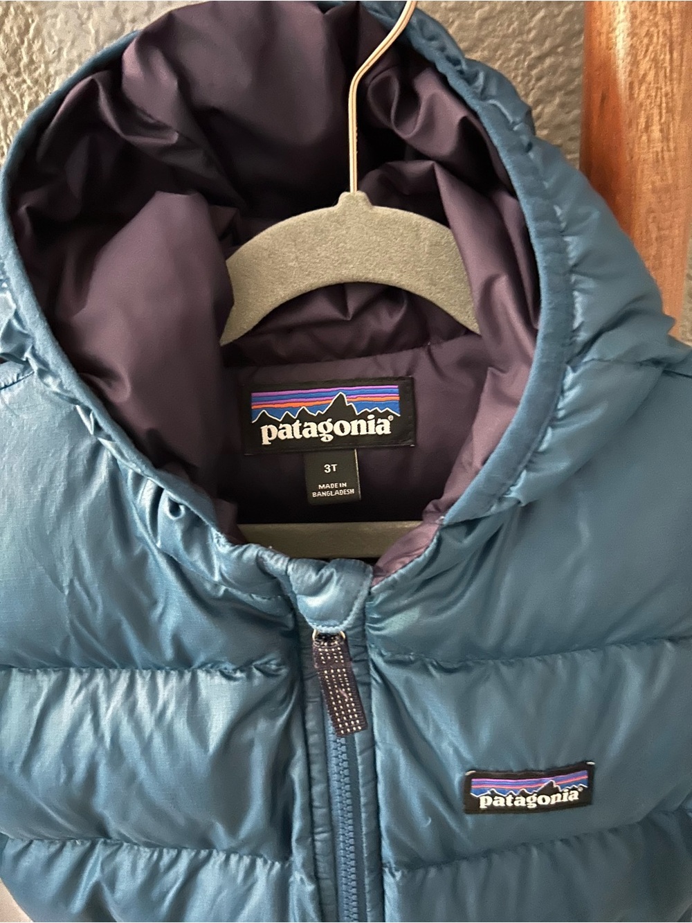 Patagonia Kids Teal-Blue Hooded Puffer Jacket - Picture 8 of 10